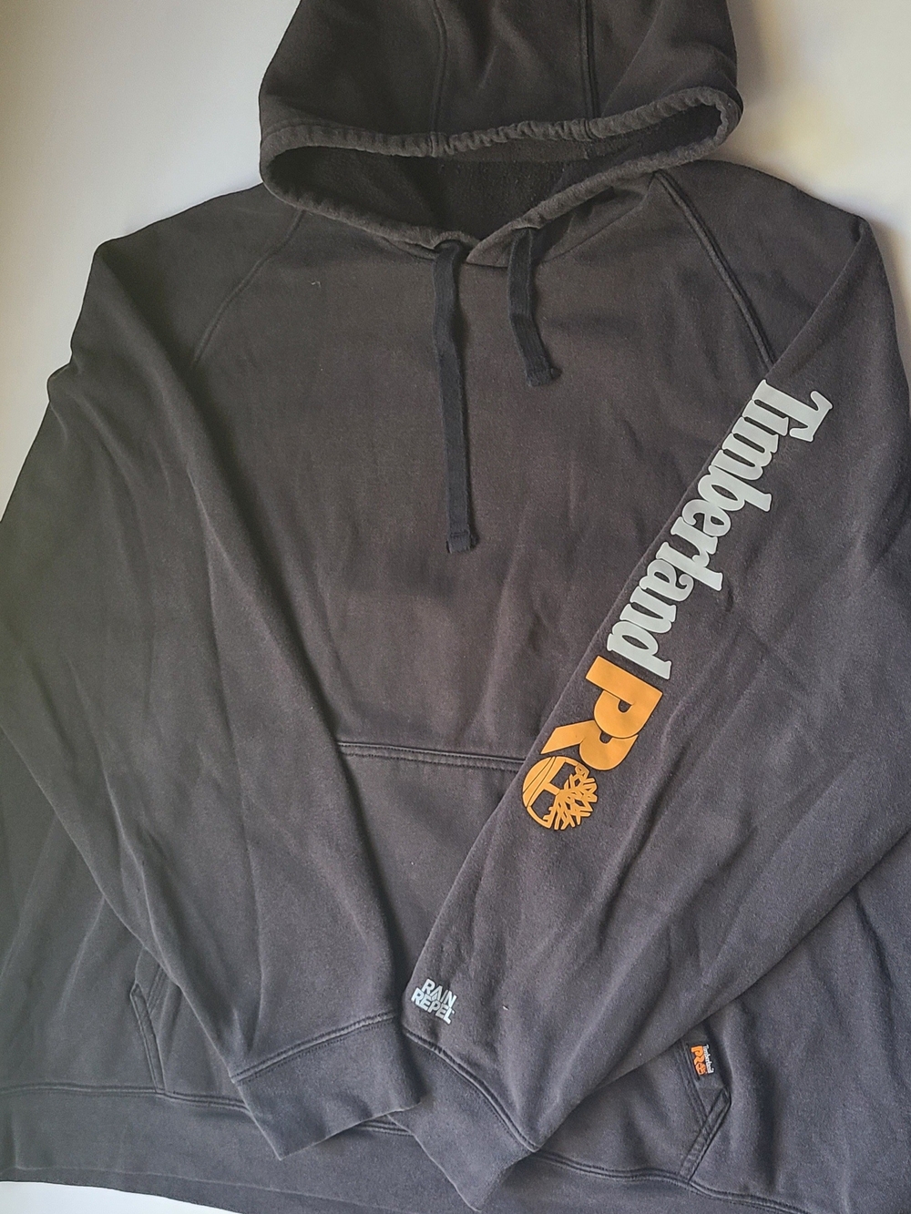 Timberland Pro Men's Black Hooded Sweatshirt with Logo Sleeve